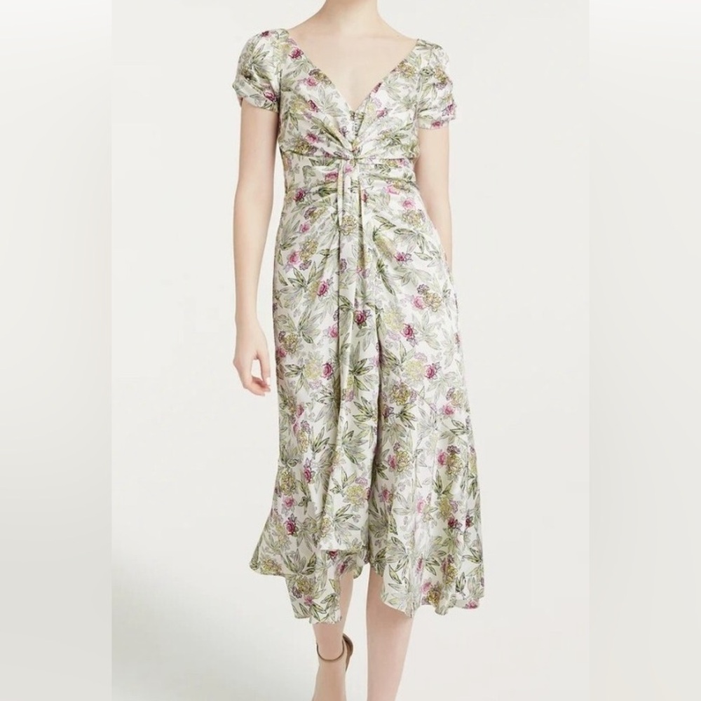 Cinq à Sept Light Washed Floral Walker Dress XS